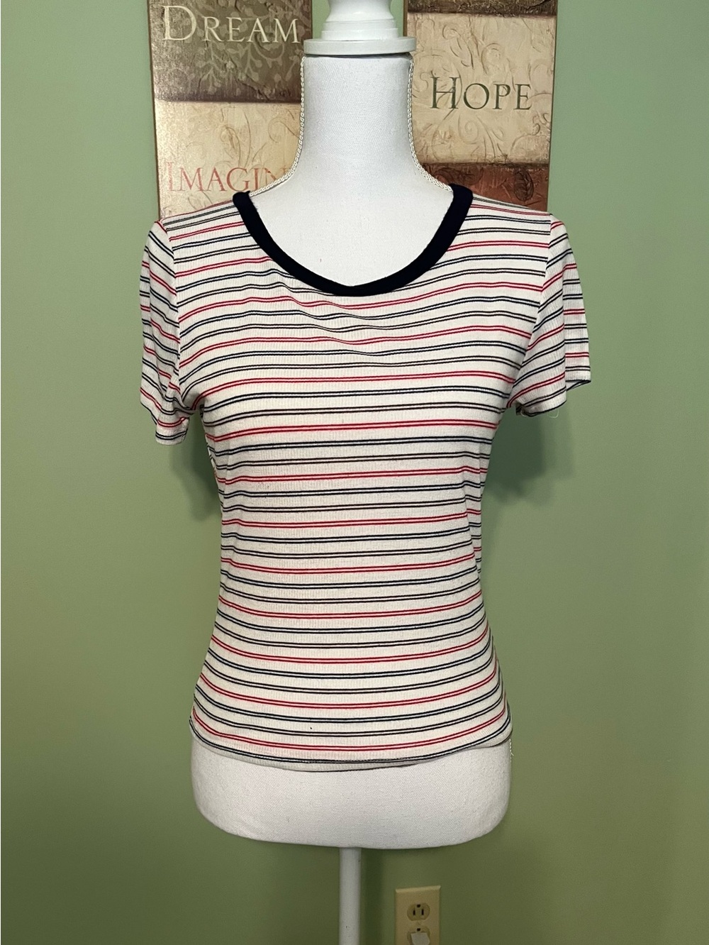 Charlotte Ruse Short Sleeved Striped Top- Size L